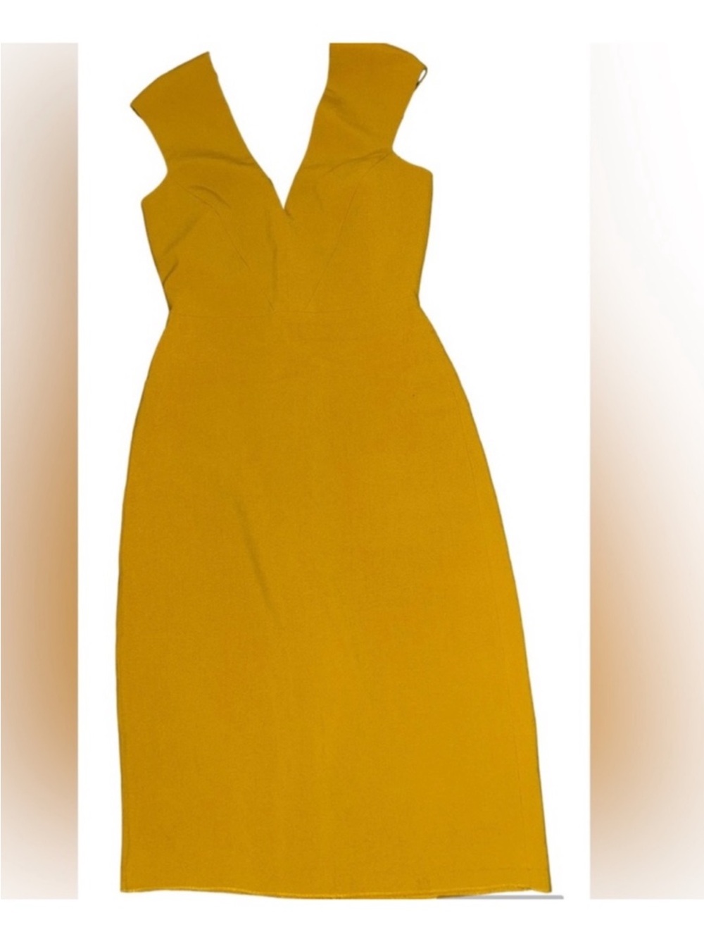 Zara Mustard Cutout V-Neck Midi Dress